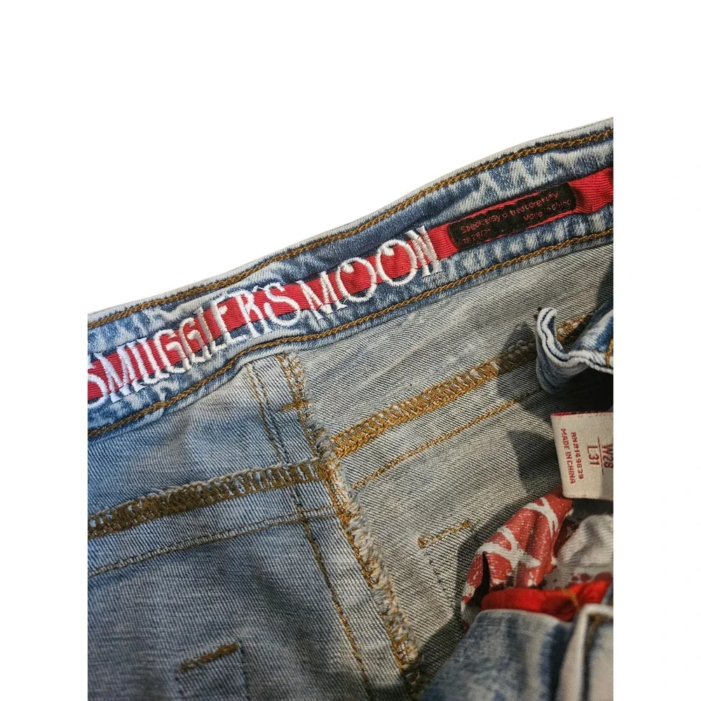 Smugglers Moon Mens Tactical Distressed Cargo Denim Jeans Acid Wash Blue W28 L31